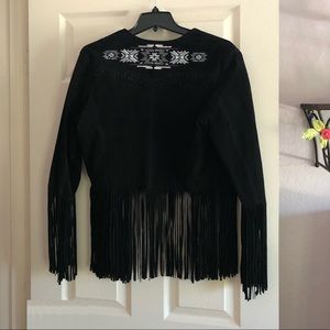 NWT Suede Black Fringe Jacket